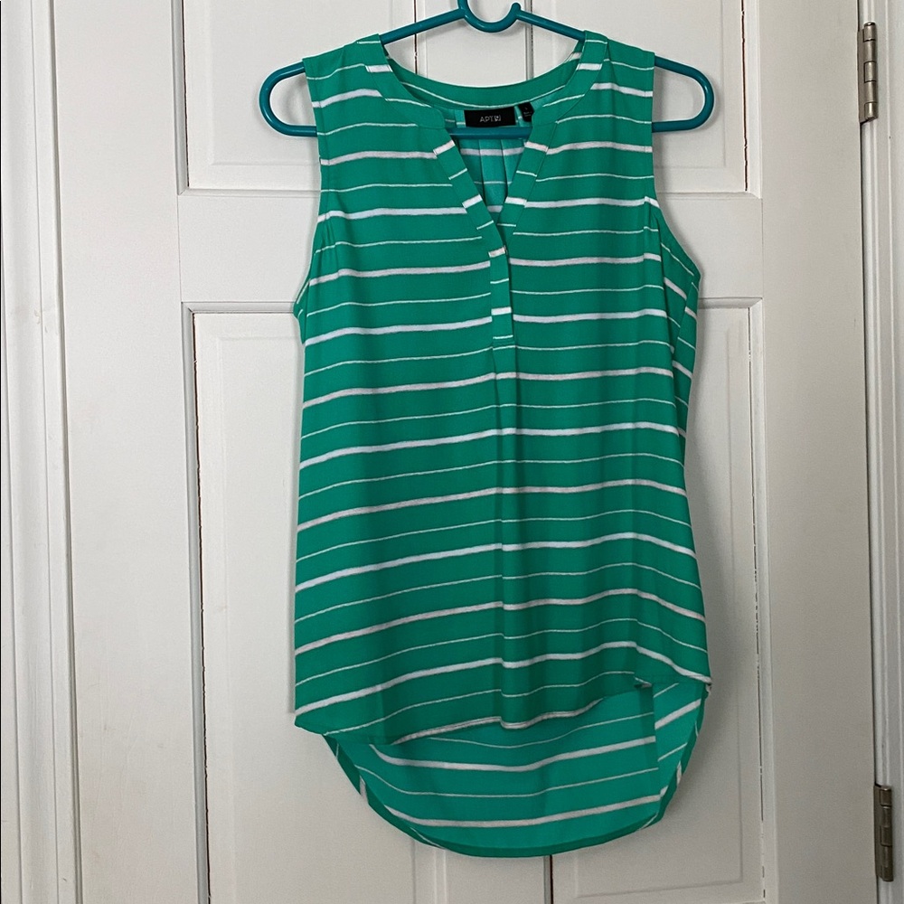 Apt. 9 Teal and White Striped Sleeveless Blouse